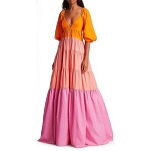NWT STAUD Meadow Colorblock Flowy Maxi Dress
